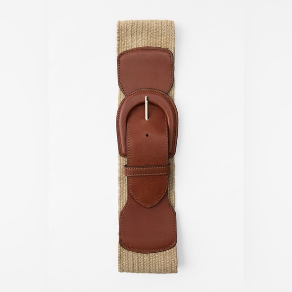 Zara CONTRAST LEATHER BELT. Brown. Size US 30. New with Tags. main image 5